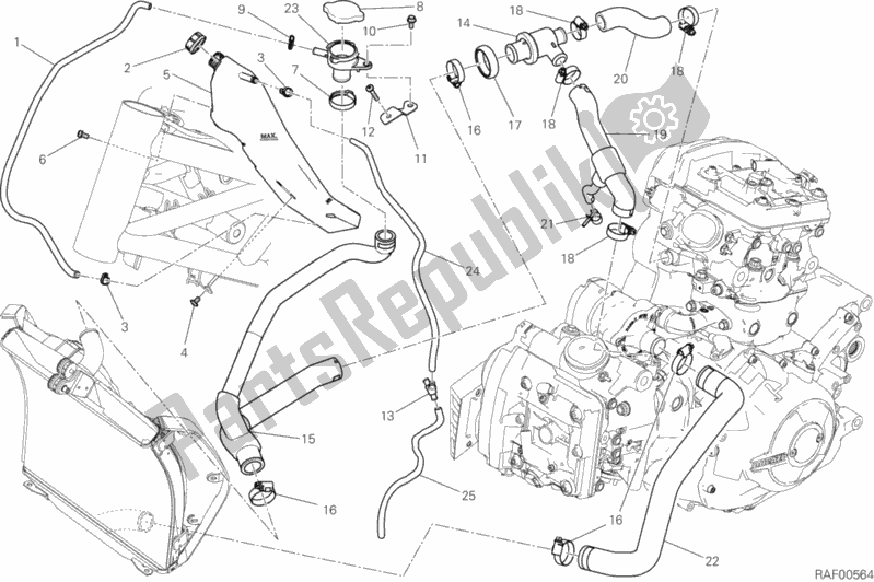 All parts for the Cooling Circuit of the Ducati Diavel Xdiavel USA 1260 2016